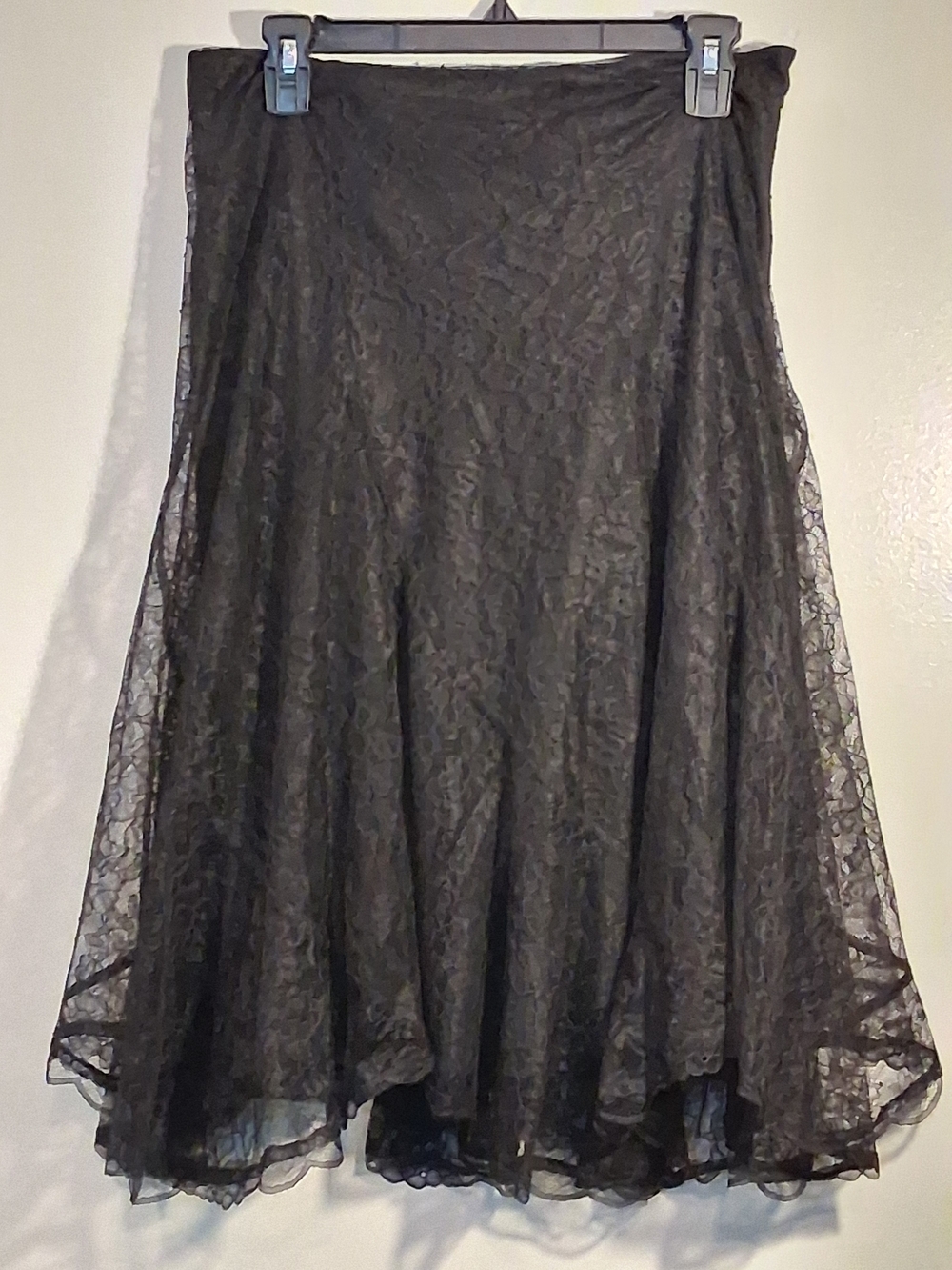 Y2k Lauren Ralph Lauren Romantic Fairy Goth Black Lace High-Low Skirt
